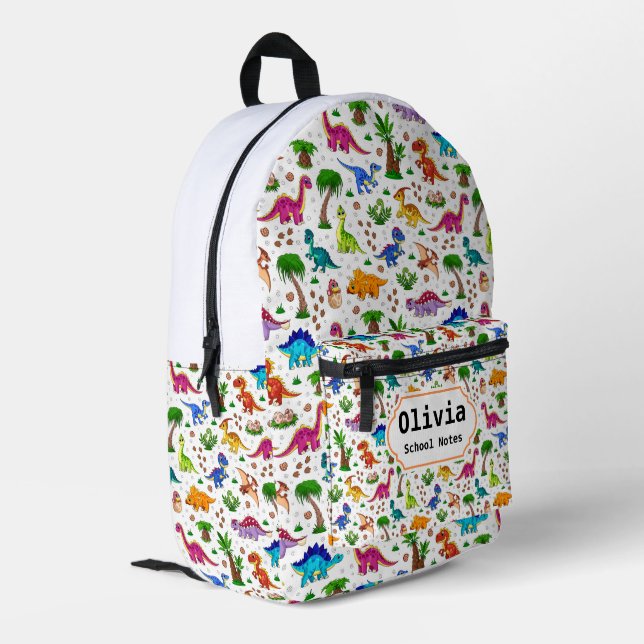 Cute Dinosaur Back to School Printed Backpack (Back Corner Left)