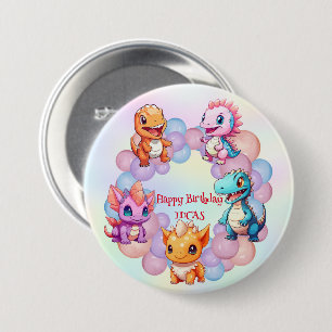 Cute dinosaur Balloon School kids birthday party 7.5 Cm Round Badge