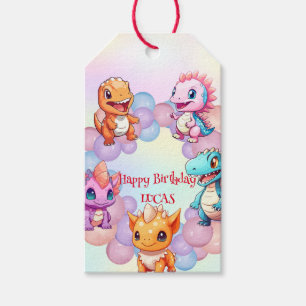 Cute dinosaur Balloon School kids birthday party  Gift Tags