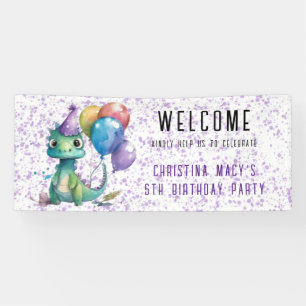 Cute Dinosaur Balloons Girl Birthday Party Welcome Banner