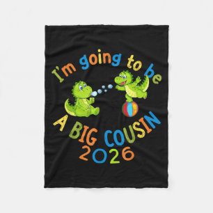 Cute Dinosaur Big Cousin 2026 Pregnancy Reveal Fleece Blanket