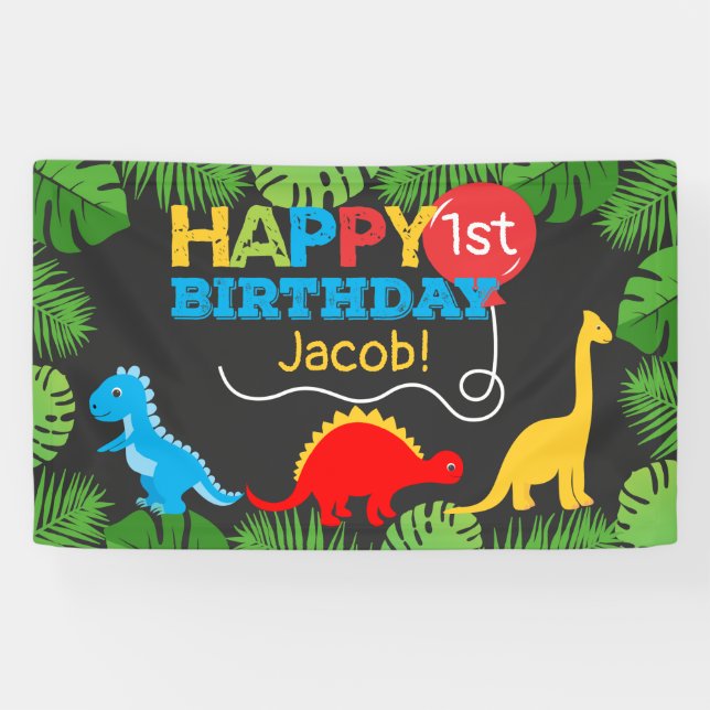 Cute Dinosaur Birthday Boy Banner (Horizontal)