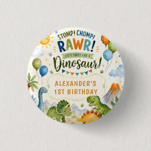 Cute Dinosaur Birthday Button Pin