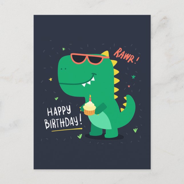 Cute Dinosaur Birthday Card (Front)