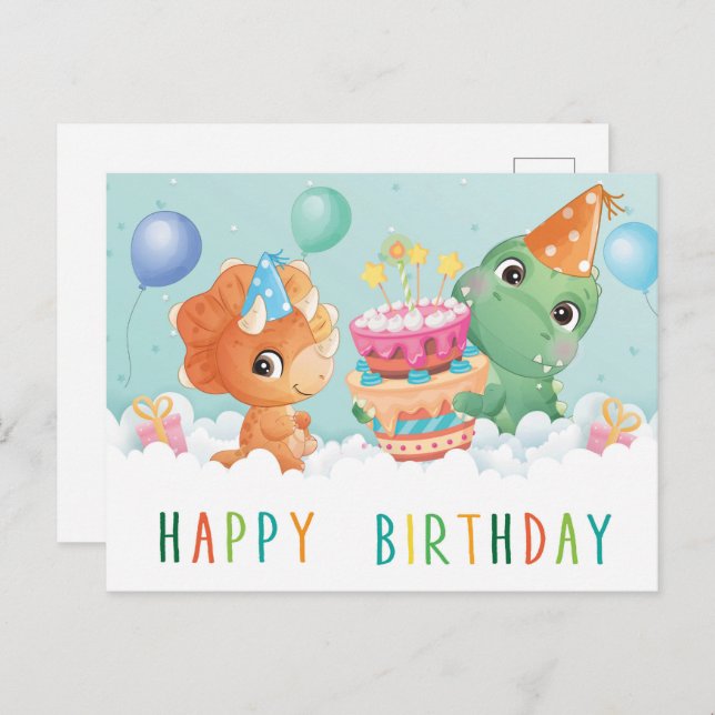  cute dinosaur birthday card (Front/Back)