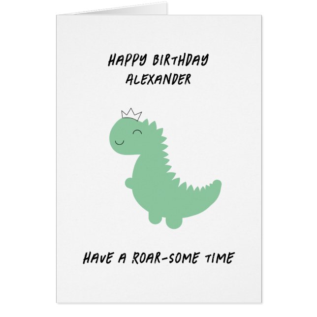 Cute Dinosaur Birthday Card, fun. Custom   (Front)