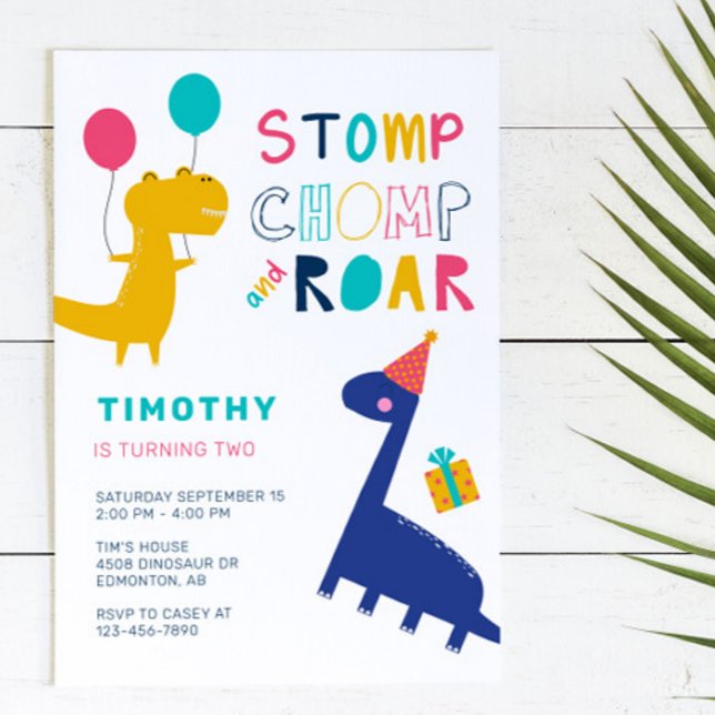 Cute Dinosaur Birthday Colourful Party Boys  Invitation (Creator Uploaded)