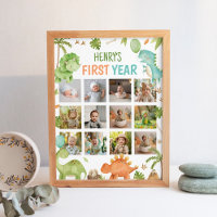 Cute Dinosaur Birthday First Year Photo Milestone