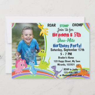 Cute Dinosaur birthday invitation