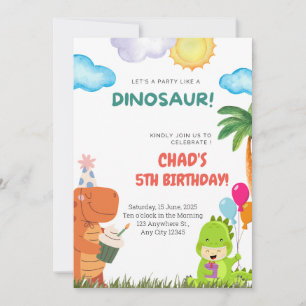 Cute Dinosaur Birthday Invitation for Any Age