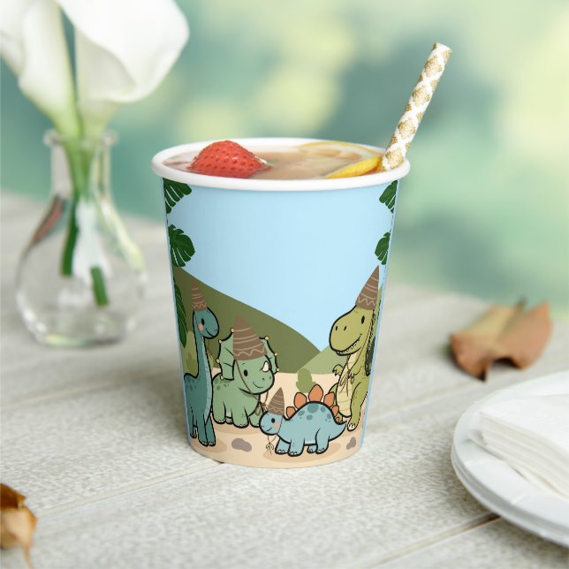 Cute Dinosaur Birthday Paper Cups (Insitu)