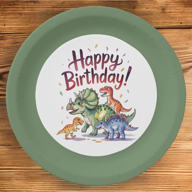 Cute Dinosaur Birthday Paper Plate (Creator Uploaded)