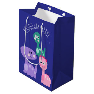 Cute Dinosaur Birthday Party Colourful  Medium Gift Bag