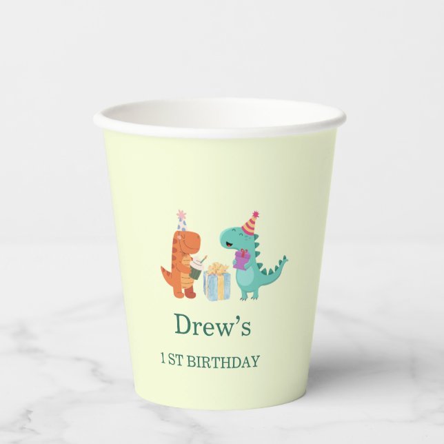 Cute Dinosaur Birthday Party Cups (Front)