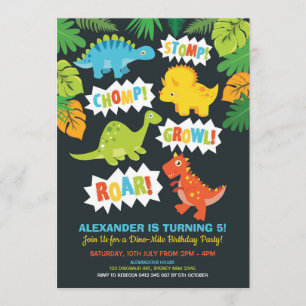 Cute Dinosaur Birthday Party Dino Chalkboard Invitation