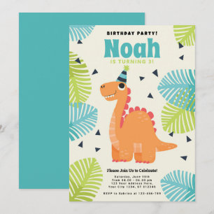 Cute Dinosaur Birthday Party Invitation