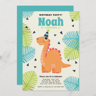 Cute Dinosaur Birthday Party Invitation