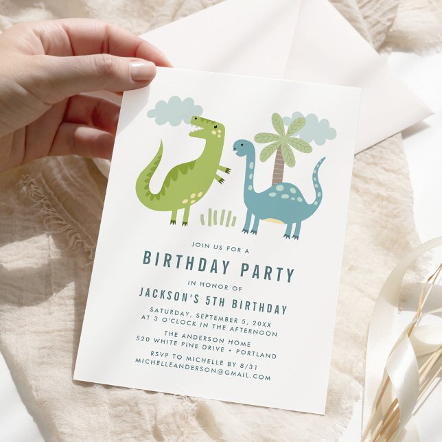 Cute Dinosaur Birthday Party Invitation (Creator Uploaded)