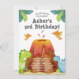 Cute Dinosaur Birthday Party Invitation