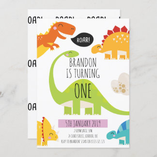 Cute Dinosaur Birthday Party Invitation