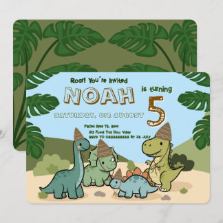 Cute Dinosaur Birthday Party Invitation | Editable