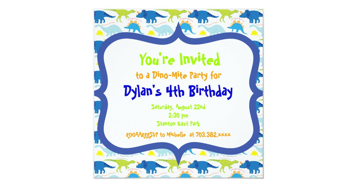 Cute Dinosaur Birthday Party Invitation Templates Zazzle Com Au