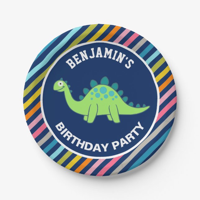 Cute Dinosaur Birthday Party Paper Plate (Front)