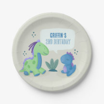 Cute Dinosaur Birthday Party Paper Plates