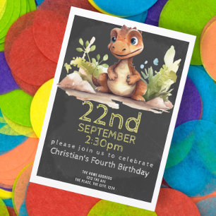 Cute Dinosaur Birthday Party Personalised Invitation