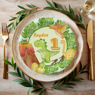 Cute Dinosaur birthday party personalised Paper Plate