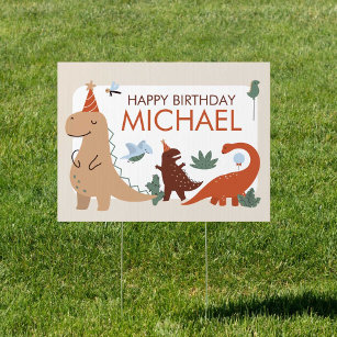 Cute Dinosaur Birthday Party Welcome Yard Sign