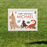 Cute Dinosaur Birthday Party Welcome Yard Sign<br><div class="desc">Greet your dinosaur birthday guests with this cute welcome yard sign! This design features a heard of cute modern illustrated dinosaurs. This prehistoric design includes everyone's favorite dinosaurs: T-Rex, Stegosaurs, Triceratops, Brachiosaurus, Allosaurus, Pterodactyl and more! All the dinosaurs are ready to party! See the entire collection for more matching items!...</div>