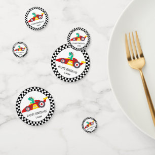 Cute Dinosaur Birthday racing car boy kids name Confetti