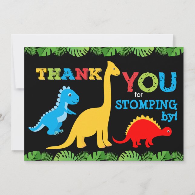 Cute Dinosaur Birthday Thank You Card (Front)