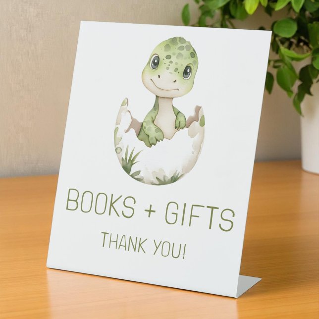 Cute Dinosaur Books and Gifts Baby Shower Sign (Creator Uploaded)