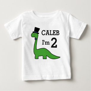 Cute Dinosaur Boy Birthday Customise Name I'm 2 Baby T-Shirt