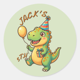 Cute Dinosaur Boy Birthday Envelope Seal Editable