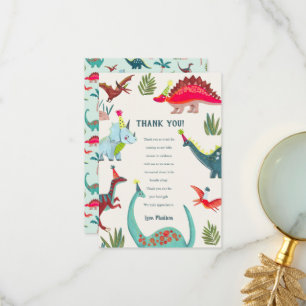 Cute Dinosaur Boy Birthday Party thank you card