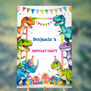 Cute Dinosaur Boy Happy birthday colourful party Acrylic Sign