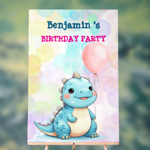 Cute Dinosaur Boy Happy birthday colourful party Acrylic Sign