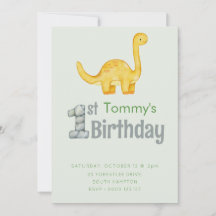 Cute Dinosaur Brontosaurus 1st Birthday Party Boys