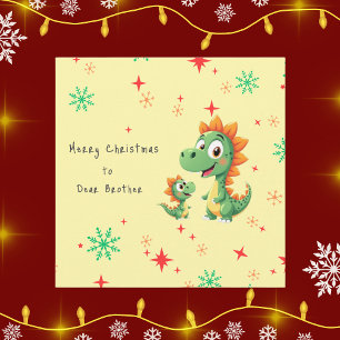 Cute dinosaur brothers custom photo Christmas card