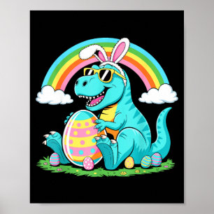 Cute Dinosaur Bunny Egg Happy Eastrawr T Rex Boys Poster