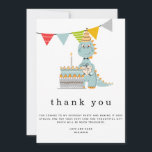 Cute Dinosaur Cake Kids Birthday Thank You<br><div class="desc">Cute Dinosaur Cake Kids Birthday Thank you.  The header is large in stylish lowercase with the details beneath. Easily personalise the text to your own details.</div>