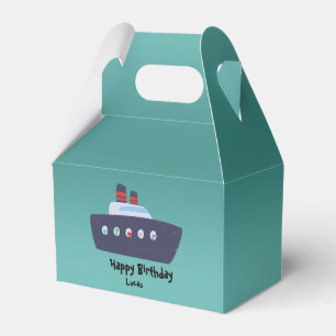 Cute dinosaur captain boat ship School Birthday Favour Box