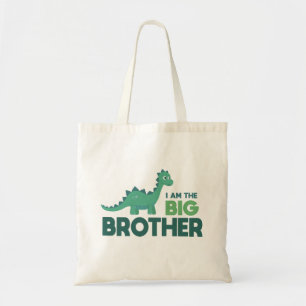 Cute dinosaur cartoon big brother boy tote bag