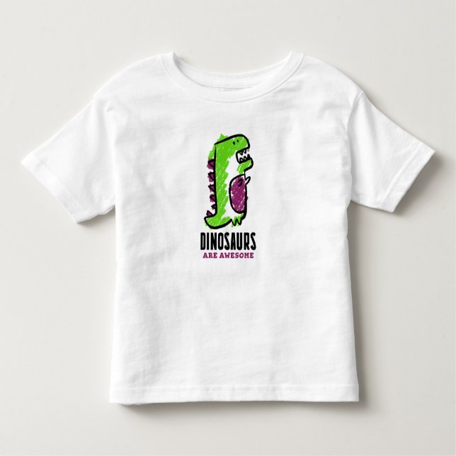Cute Dinosaur Cartoon Toddler T-Shirt (Front)