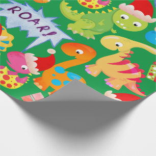 Cute Dinosaur Christmas Cartoon Wrapping Paper