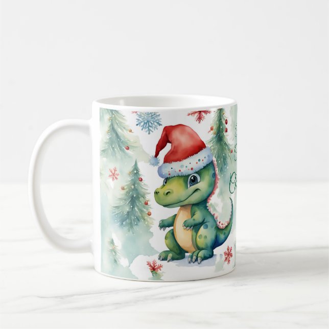 Cute Dinosaur Christmas  Coffee Mug (Left)