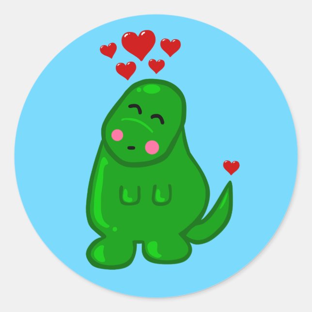 Cute Dinosaur Classic Round Sticker (Front)